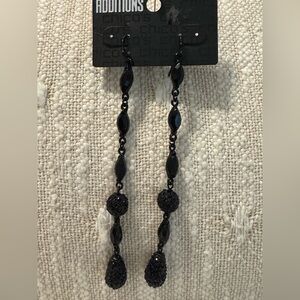 0242-Chico's Black Beaded Drop Earrings